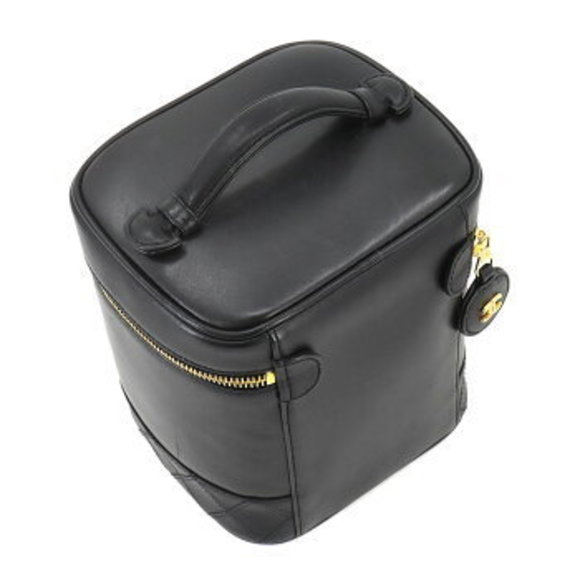 CHANEL Bicolore Vanity Handbag Leather Black - Picture 6 of 9